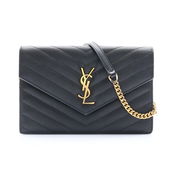 黑色 荔枝紋牛皮 Cassandra Chain 鍊帶 肩背包【SAINT LAURENT YSL 聖羅蘭】 393953