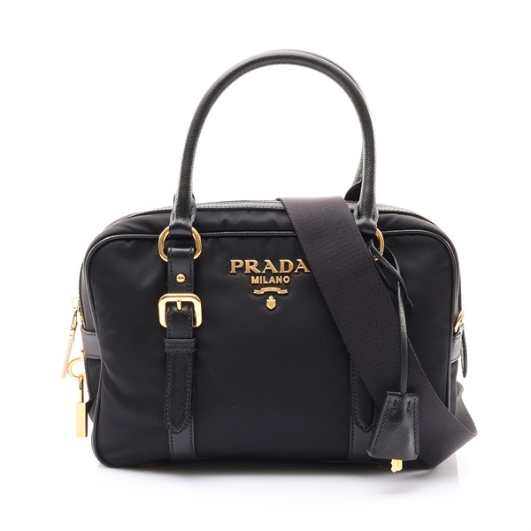 黑色尼龍 波士頓 手提包【PRADA 普拉達】 1BB088