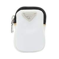 白色尼龍 Re-Nylon Mini Pouch with Keychain 吊飾【PRADA 普拉達】 1TT119