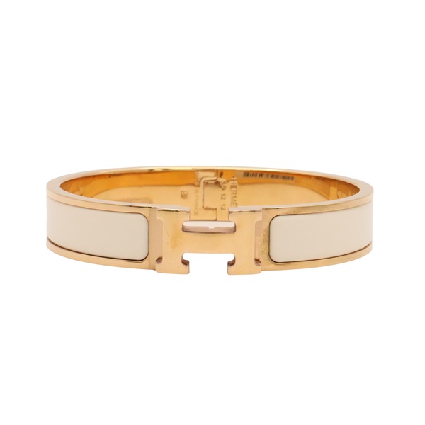 白色 琺瑯 金色 鍍金 Clic H手環【HERMES 愛馬仕】 H700001F