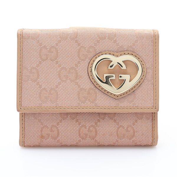 粉色帆布 Lovely Heart Bi-Fold 扣式 短夾【GUCCI 古馳】 245731