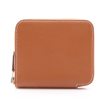 金棕色 Evercolor牛皮 Silk'in Compact 拉鍊 零錢包 W刻【HERMES 愛馬仕】 H084540CK