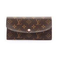棕色 原花帆布 Emilie 扣式 長夾【LOUIS VUITTON LV 路易威登】 M61289