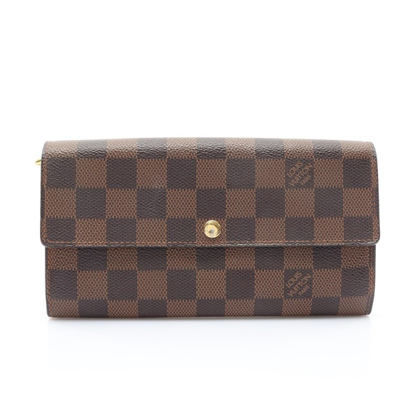 棕色 棋盤格帆布 Sarah 扣式 長夾【LOUIS VUITTON LV 路易威登】 N63209