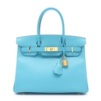北方藍色 Epsom牛皮 Birkin 30 手提包 D刻 金釦【HERMES 愛馬仕】