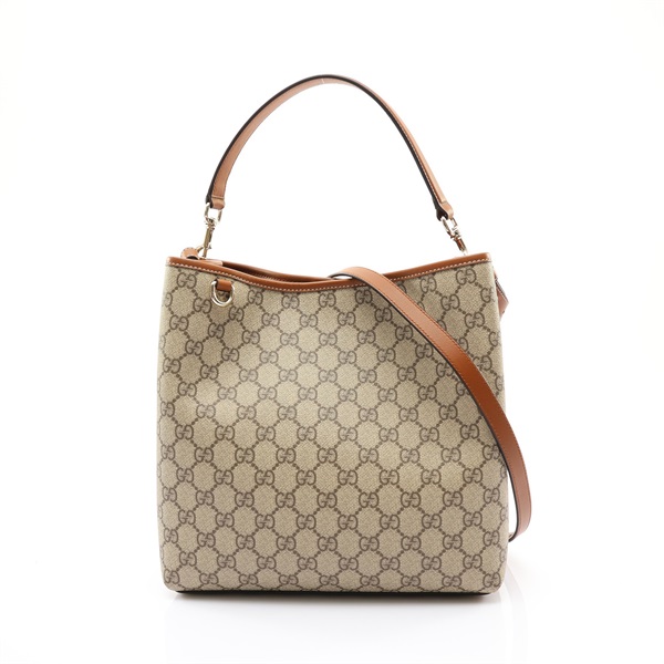 棕色 帆布 牛皮 GG Emblem 兩用包【GUCCI 古馳】 815103