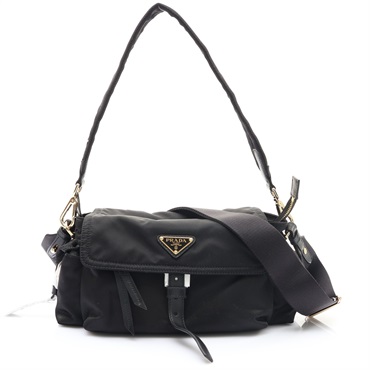 黑色 Re-Nylon 尼龍 Explore 中號 肩背包【PRADA 普拉達】 1BD394