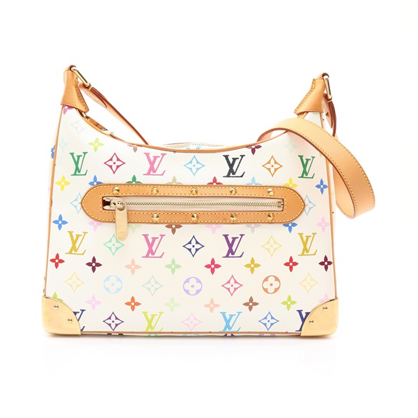 白彩 原花帆布 鉚釘 Boulogne 肩背包【LOUIS VUITTON LV 路易威登】 M92660