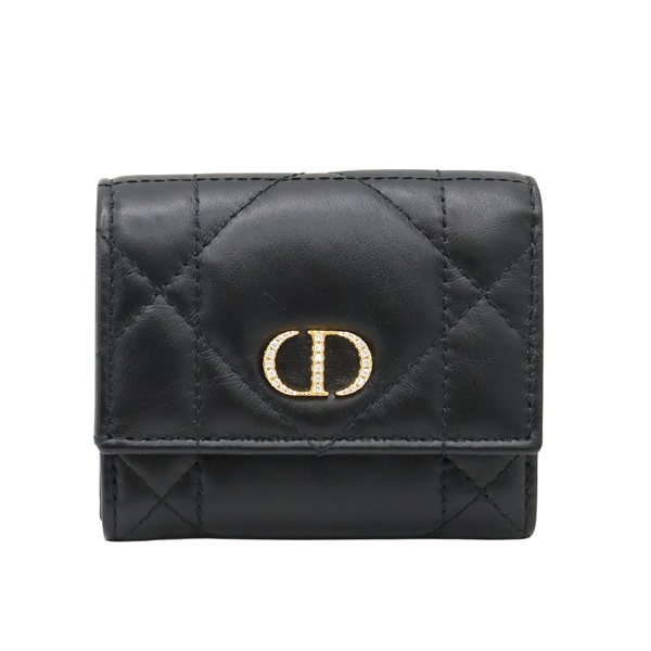 Dior 迪奧 三折短夾 黑色 羊皮  S4207