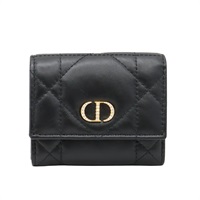 Dior 迪奧 三折短夾 黑色 羊皮  S4207