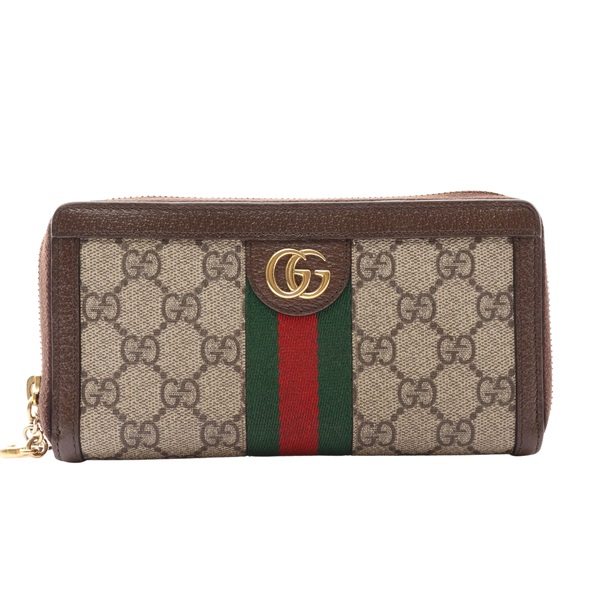 Ophidia 拉鍊長夾 棕色 GG Supreme 帆布 牛皮【GUCCI 古馳】 523154