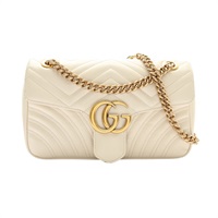 GUCCI 古馳 GG Marmont 肩背包 米白色 山形紋 牛皮 443497