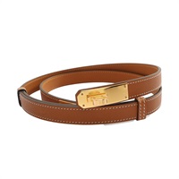 HERMES 愛馬仕 Kelly 18 皮帶 85cm 金棕色 Epsom牛皮 W刻 H069853CC37