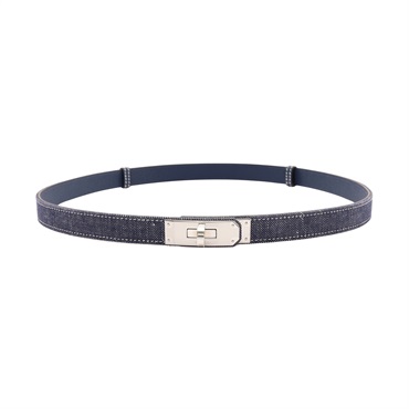 HERMES 愛馬仕 Kelly Jean 18 腰帶 Epsom藍色 丹寧 牛皮 H010777UKAA