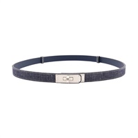 HERMES 愛馬仕 Kelly Jean 18 腰帶 Epsom藍色 丹寧 牛皮 H010777UKAA
