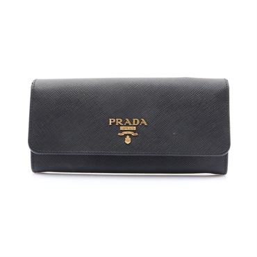 PRADA 普拉達 二折長夾 黑色 Saffiano 牛皮 1MH132ZLP