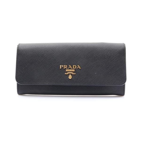 PRADA 普拉達 二折長夾 黑色 Saffiano 牛皮 1MH132ZLP
