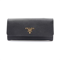 PRADA 普拉達 二折長夾 黑色 Saffiano 牛皮 1MH132ZLP