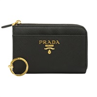 PRADA 普拉達 Keychain 拉鍊零錢包 黑色 Saffiano 牛皮 1PP122