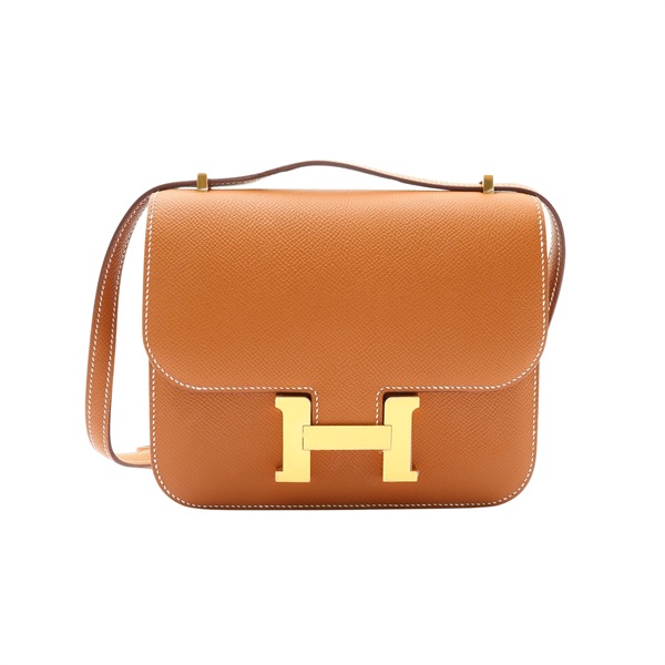 HERMES 愛馬仕 Constance 18 康康包 肩背包 金棕色 Epsom牛皮 G刻 金扣