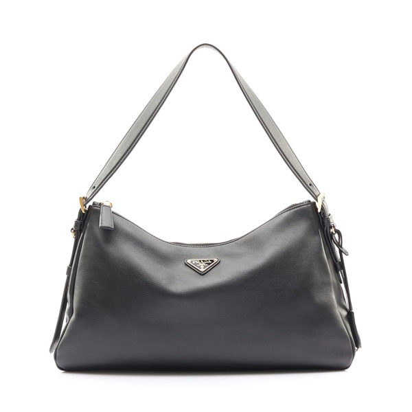 PRADA 普拉達 Aimee 大號皮革 肩背包 黑色 牛皮 1BC228