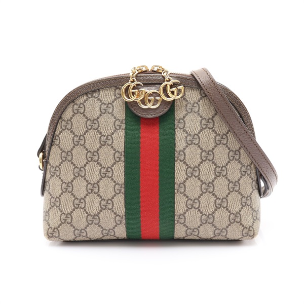 GUCCI 古馳 Ophidla 貝殼包 肩背包 棕色 帆布 499621
