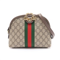 GUCCI 古馳 Ophidla 貝殼包 肩背包 棕色 帆布 499621