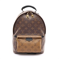 LOUIS VUITTON LV 路易威登 Palm Springs PM 後背包 棕色 原花帆布 黑色 牛皮 M44870