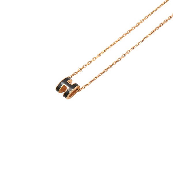 HERMES 愛馬仕 Mini Pop H 項鍊 玫瑰金鍍金 黑色琺瑯 H147992FO H147992FO