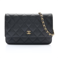 CHANEL 香奈兒 鍊帶肩背包 黑色 荔枝紋牛皮 金釦 A33814