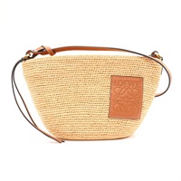 LOEWE 羅威 Pochette 肩背包 淺棕色 拉菲草
