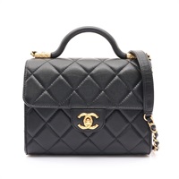 CHANEL 香奈兒 Top Handle Flap 兩用包 黑色 荔枝紋 牛皮 AS4957