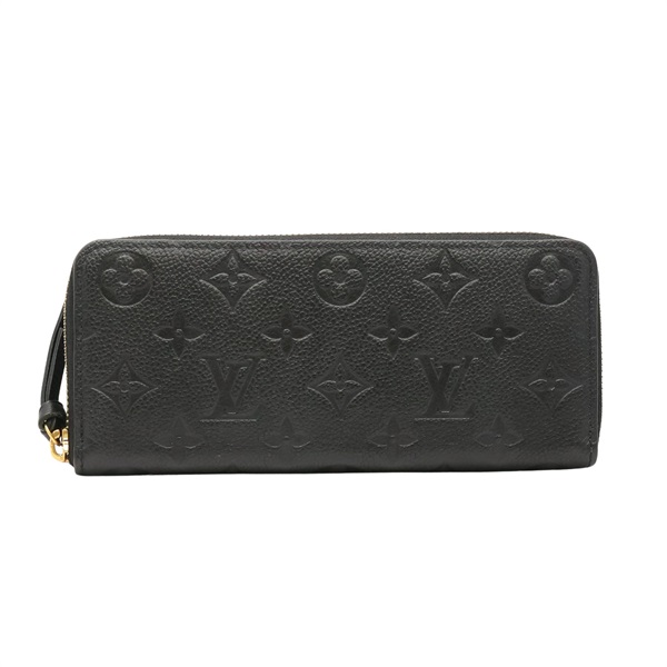 LOUIS VUITTON LV 路易威登 Clemence 拉鍊長夾 黑色 原花壓紋牛皮 M60171