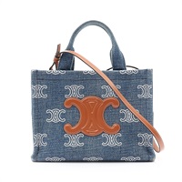 CELINE 賽琳 Small Cabas Thais 兩用包 藍色單寧布 棕色牛皮 199162FED