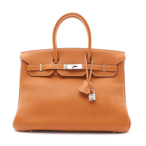 HERMES 愛馬仕 Birkin 35 柏金包 手提包 棕色 Togo 牛革 口H刻 銀扣