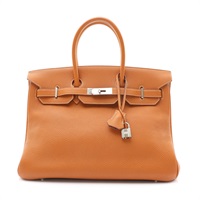 HERMES 愛馬仕 Birkin 35 柏金包 手提包 棕色 Togo 牛革 口H刻 銀扣