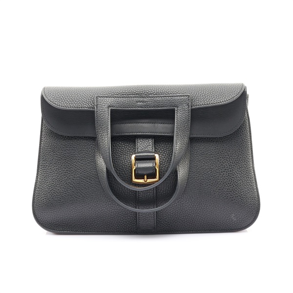 HERMES 愛馬仕 Halzan 31 肩背包 黑色 Clemence 牛皮 Y刻 金釦