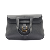 HERMES 愛馬仕 Halzan 31 肩背包 黑色 Clemence 牛皮 Y刻 金釦