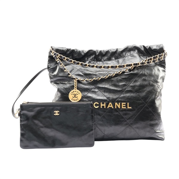 CHANEL 香奈兒 22 SMALL 肩背包 黑色 菱格紋 牛皮 AS3260