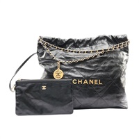 CHANEL 香奈兒 22 SMALL 肩背包 黑色 菱格紋 牛皮 AS3260