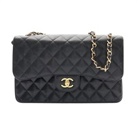 CHANEL 香奈兒 Coco Jumbo 30 鍊帶肩背包 黑色 荔枝紋牛皮 金扣 A58600