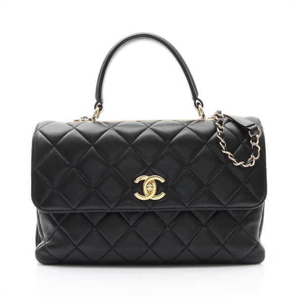 CHANEL 香奈兒 Trendy 鍊帶兩用包 黑色 羊皮 金扣 A92237