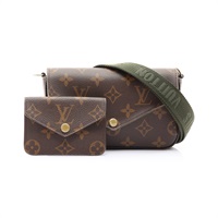 LOUIS VUITTON LV 路易威登 Felicie Strap & Go MNG 肩背包 棕/綠色 原花帆布 M80091
