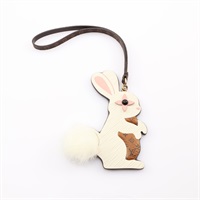 LOUIS VUITTON LV 路易威登 Rabbit LV Furry Friend 吊飾 棕色 原花帆布 白色 EPI水波紋 牛皮 M03217