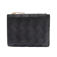BOTTEGA VENETA BV 寶緹嘉 二折扣式短夾 黑色 編織羊皮 742330