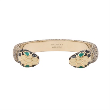 BVLGARI 寶格麗 Serpenti Forever 手環 淡金色 珍珠魚皮 黃銅
