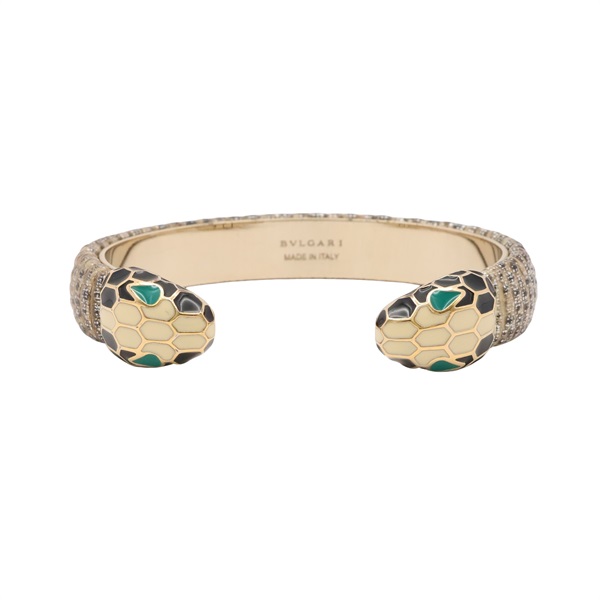 BVLGARI 寶格麗 Serpenti Forever 手環 淡金色 珍珠魚皮 黃銅