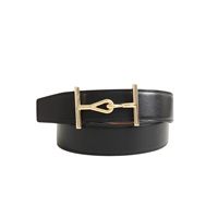 HERMES 愛馬仕 Jumbo皮帶釦 雙面皮帶 85cm 黑/棕色 BOX/TOGO 牛皮 W刻