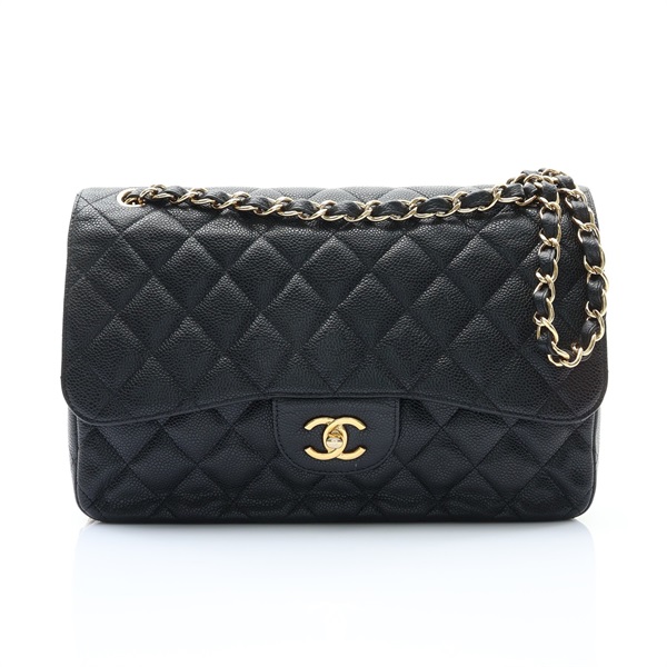 CHANEL 香奈兒 Large Classic 鍊帶肩背包 黑色 荔枝紋牛皮 金扣 A58600