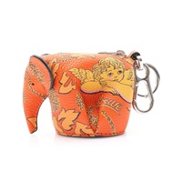 LOEWE 羅威 Paula's Ibiza 零錢包 吊飾 橘色 印花牛皮